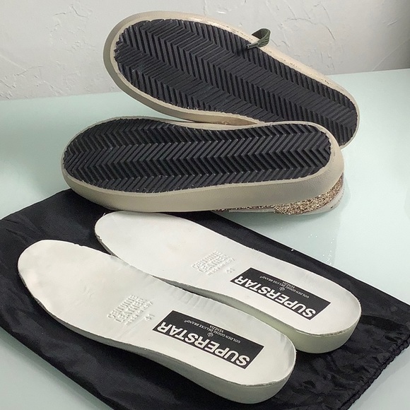 Golden Goose GGDB sneakers gold glitter fluorescent pink suede Star SZ 41 or 10 - Picture 16 of 16